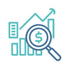 Financial Analysis: Growth Chart with Magnifying Glass and Dollar