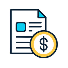 Invoice with Dollar Coin Icon, Financial Report concept