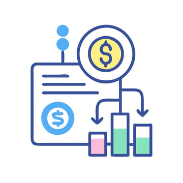 Financial growth and analysis icon on black background