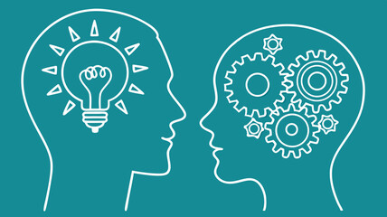 human head silhouette with gears inside