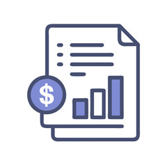 Financial report icon with dollar and growth graph