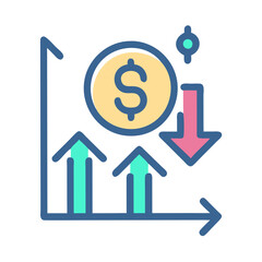 Financial Growth and Decline Icon With Dollar Symbol