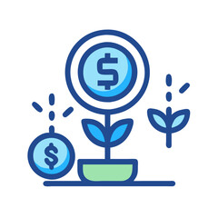 Investment Growth Illustration: Dollar Sign Coin Tree Planting
