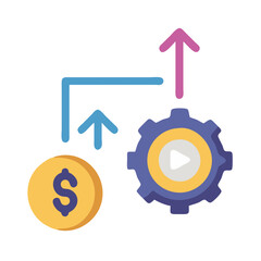 Financial Video Marketing: Dollar Coin, Gear and Arrow Concept