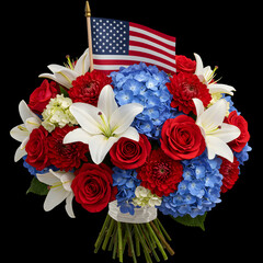 Obraz premium Patriotic Flower Bouquet Red White Blue Flowers for 4th of July