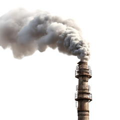 Factory chimney emitting white steam isolated on transparent background
