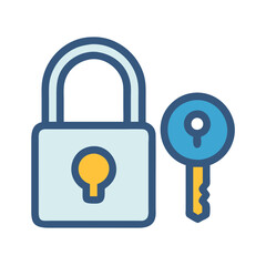 Lock and key icon with clean, flat design