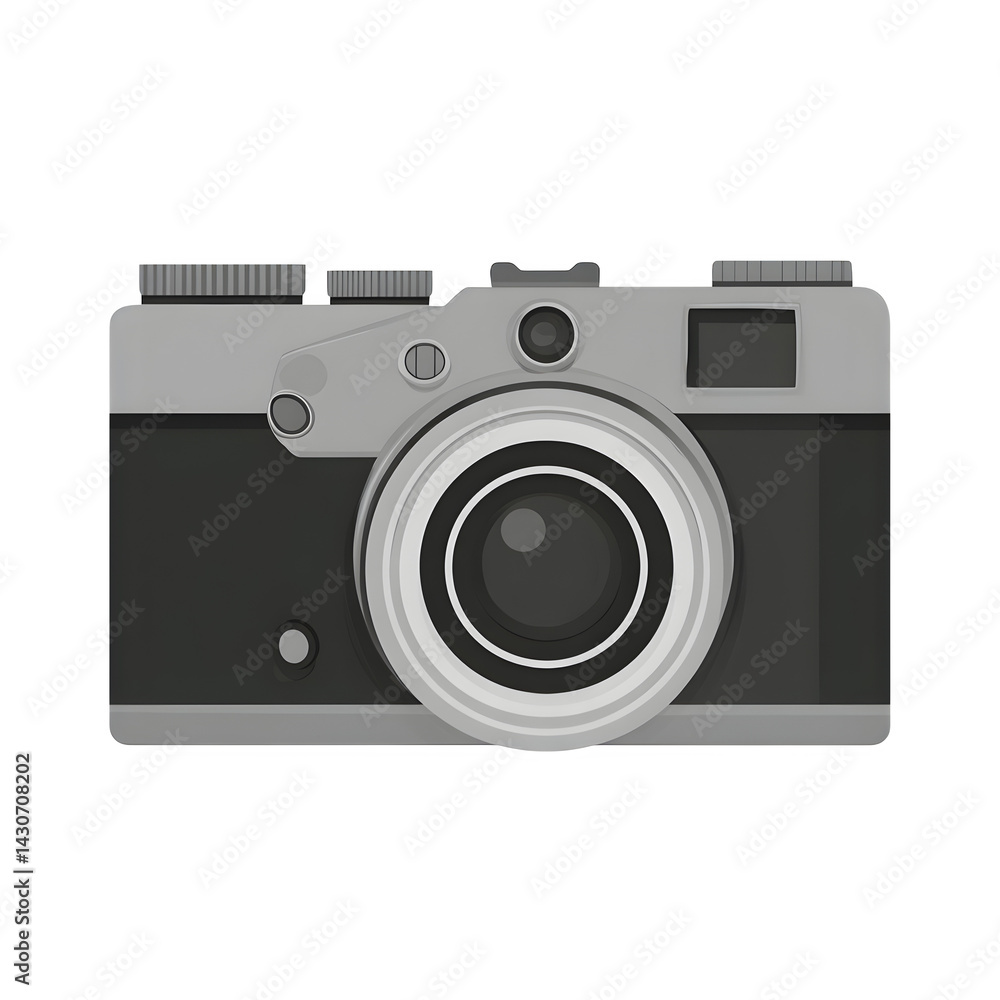 Poster flat camera icon in monochrome style isolated on transparent background
