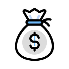 Dollar money bag with blue ties design