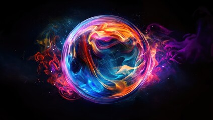 Fototapeta premium Abstract sphere of vibrant flames and smoke