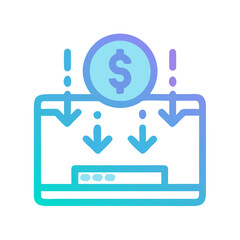 Online money transfer or income icon illustration concept