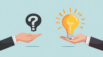 Creative Question and Idea Concept &ndash; Light Bulbs with Question Marks  Ai Generated