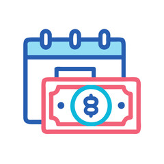 Calendar and currency bill depicting recurring expenses
