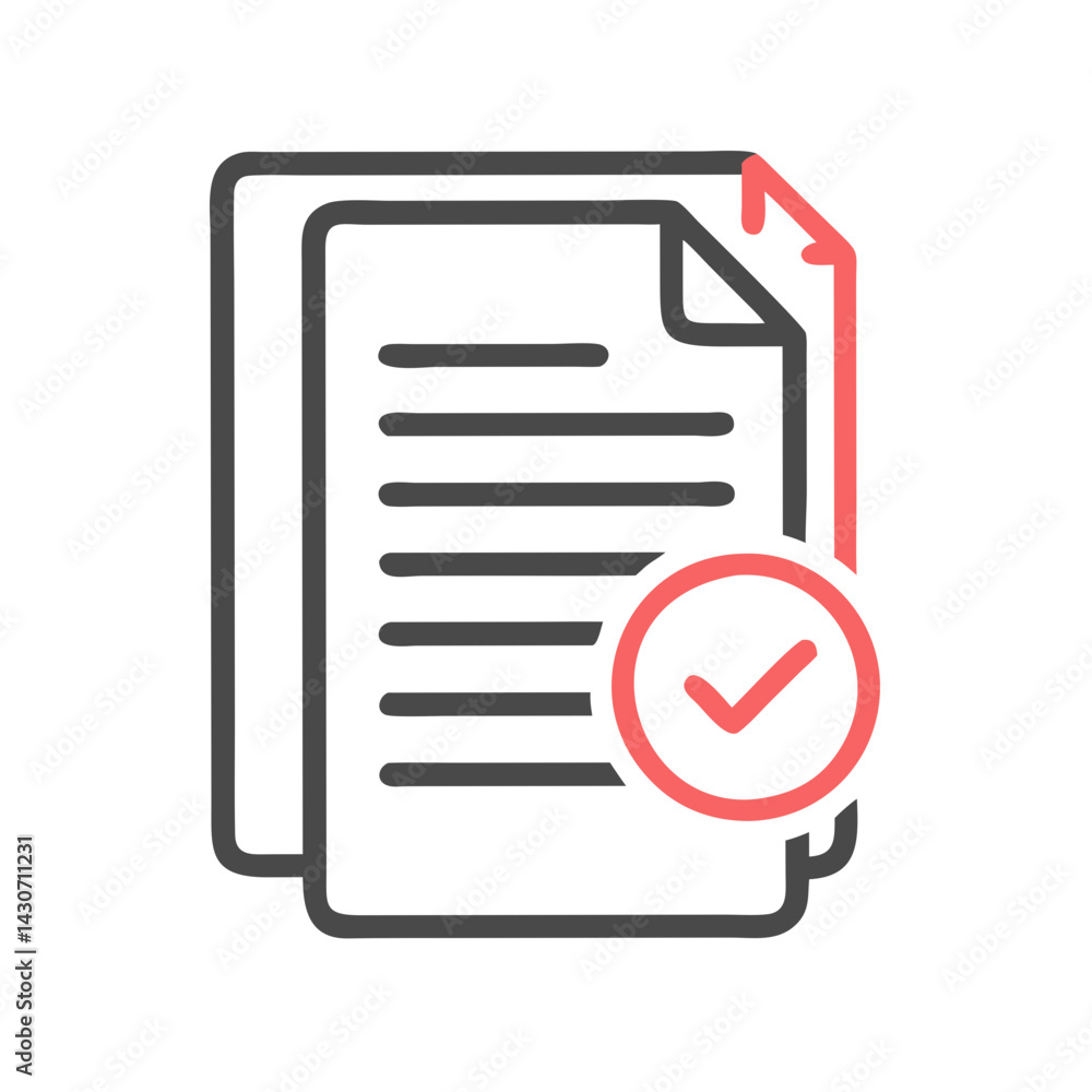 Poster document approved with checkmark on black background design