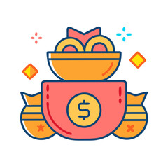 Cute Money Bags and Coin Pile Illustration Isolated