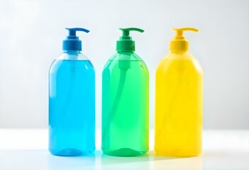 bottles of cleaning product isolated on white background