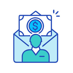 Salary Offer Illustration: Man Getting Money in Mail