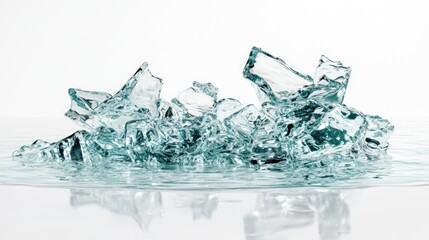 Shattered ice fragments on a surface