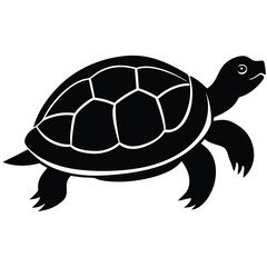 Black And White Sea Turtle Illustration Detailed Shell Vector Graphic.