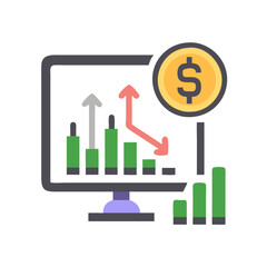 Market volatility chart with dollar coin illustration vector