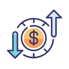Financial trends, stock market fluctuations, money value symbol