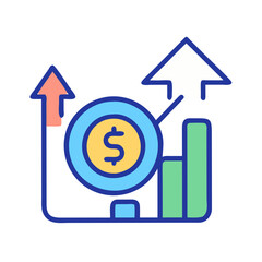 Colorful chart showing economic growth and revenue increase