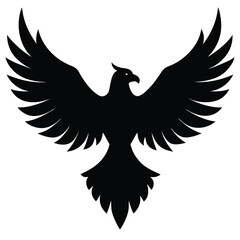 Majestic Eagle Silhouette With Open Wings Symbol Of Freedom And Power Design.