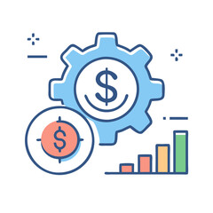 Financial Growth Automation: A Gear and Graph Symbol