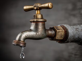 tap dripping  with single drop of water