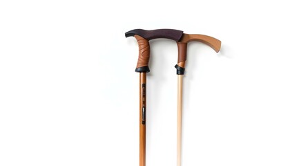 Trekking or hiking poles isolated on white background