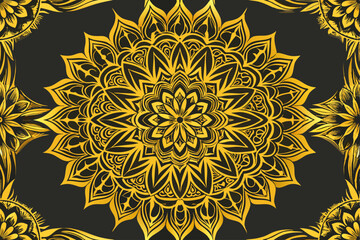 Abstract floral design with a seamless vector pattern of ornate yellow flowers, an elegant illustration for wallpaper and textile decor