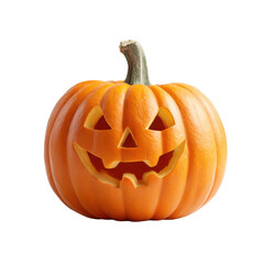 Fototapeta premium Carved halloween pumpkin with a smiling face isolated on transparent background