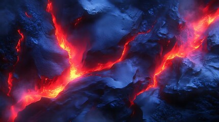 Fototapeta premium Molten lava flows, volcanic rock