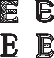 Stylized English Alphabet 'E' – Decorative Typography with Ornate Patterns
