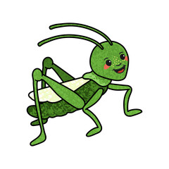 Vector Colorful Illustration of Character Grasshopper Isolated on White Background