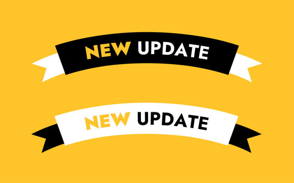 vector banner template, two stickers on a yellow background with the text new update