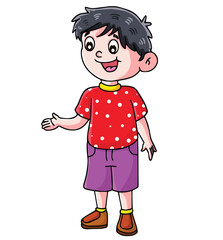 Cute cartoon hand drawn vector smiling boy illustration.