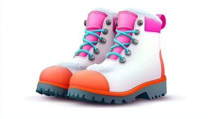 Colorful Stylized Winter Snow Boots with Detailed Textures for Outdoor Activities