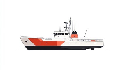 Fototapeta premium Side view of a modern workboat