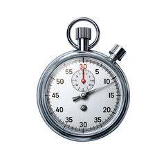 Stopwatch showing ten seconds isolated on transparent background
