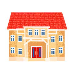 Vector Colorful Illustration of Public Building Isolated on White Background