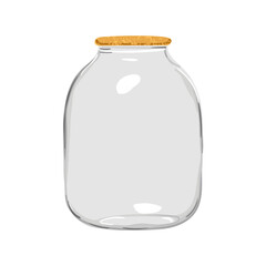 Vector Colorful Illustration of Empty Glass Jar Isolated on White Background