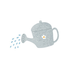 Vector Colorful Illustration of Watering Can Isolated on White Background