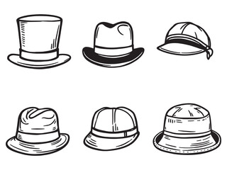 Cap line art illustration detailed sketch of stylish headgear design