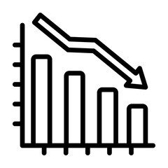 Falling Stock Market Chart Vector Line Icon Design