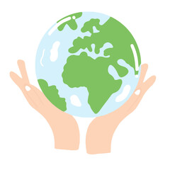 illustration saving worlds with green tree. Earth day poster collection for graphic 