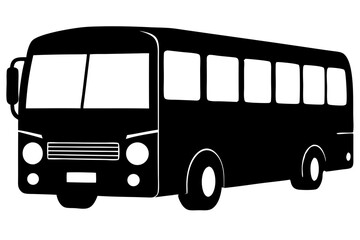 Simple black bus front silhouette icon commercial transportation passenger bus service public transportation vehicle minimalist design simple illustration, bus, transportation, silhouette, vehicle