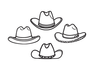 cowboy hat line art simple black and white illustration design