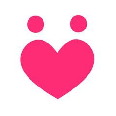 A symbol of two human figures united in the form of a bright pink heart icon. Depicting the concept of love, relationships, friendship, family, and togetherness.