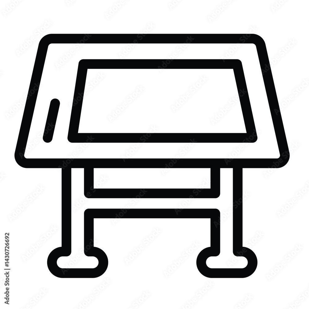 Poster project drawing desk line icon, architect studio concept. vector graphics. architecture design table